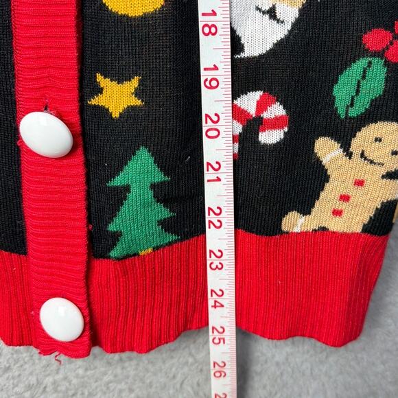 Tipsy Elves Ugly Christmas Sweater V-Neck Cardigan Unisex Size M Holiday Parties - Picture 4 of 7